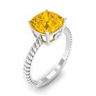 Created Yellow Sapphire Solitaire Engagement Ring Lab Created Yellow Sapphire - ( AAAA ) - Quality - Rosec Jewels