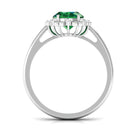 Lab Grown Emerald Vintage Style Engagement Ring with Diamond Lab Created Emerald - ( AAAA ) - Quality - Rosec Jewels