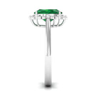 Lab Grown Emerald Vintage Style Engagement Ring with Diamond Lab Created Emerald - ( AAAA ) - Quality - Rosec Jewels