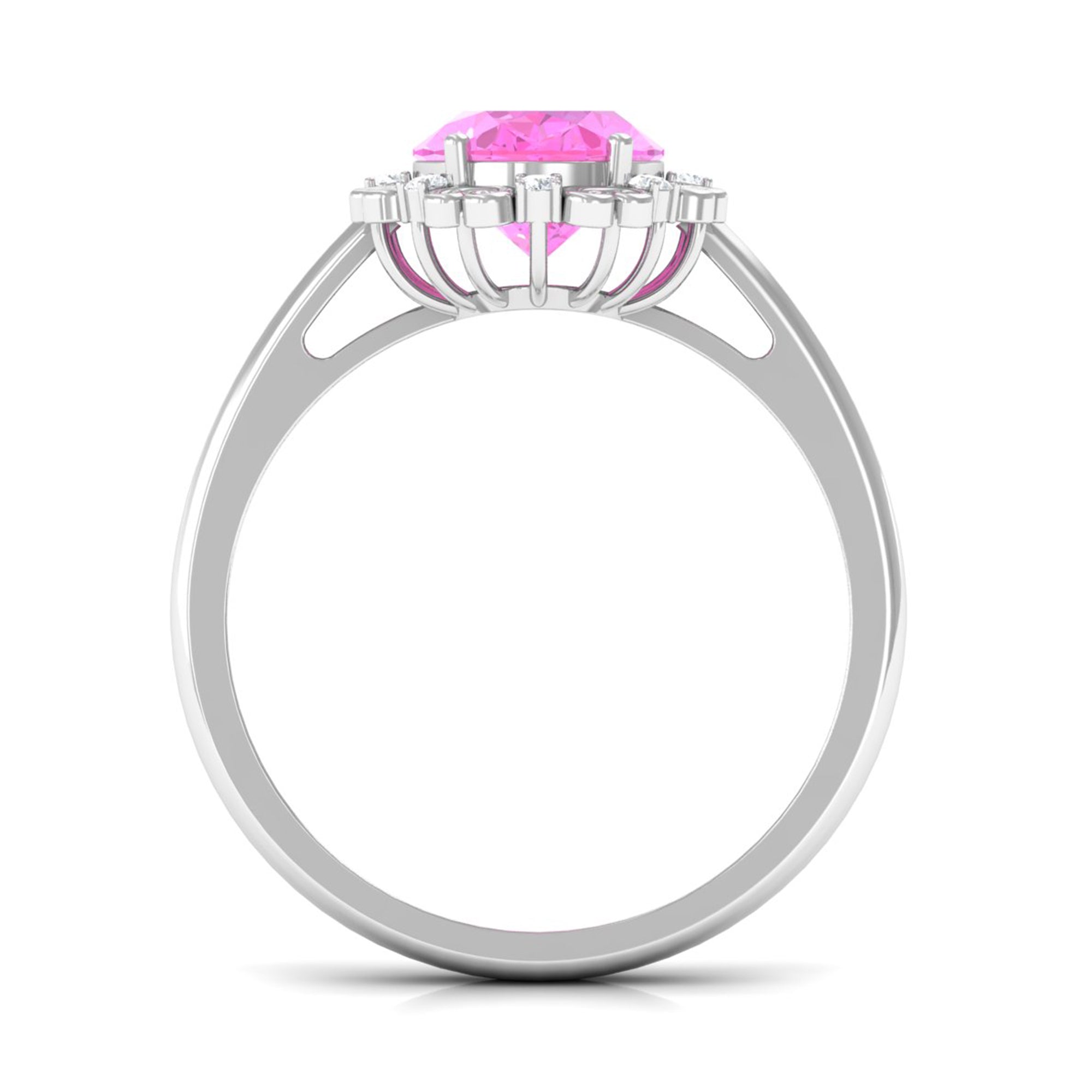 Vintage Style Lab Grown Pink Sapphire Oval Engagement Ring Lab Created Pink Sapphire - ( AAAA ) - Quality - Rosec Jewels