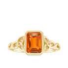 Solitaire Created Orange Sapphire Celtic Engagement Ring Lab Created Orange Sapphire - ( AAAA ) - Quality - Rosec Jewels