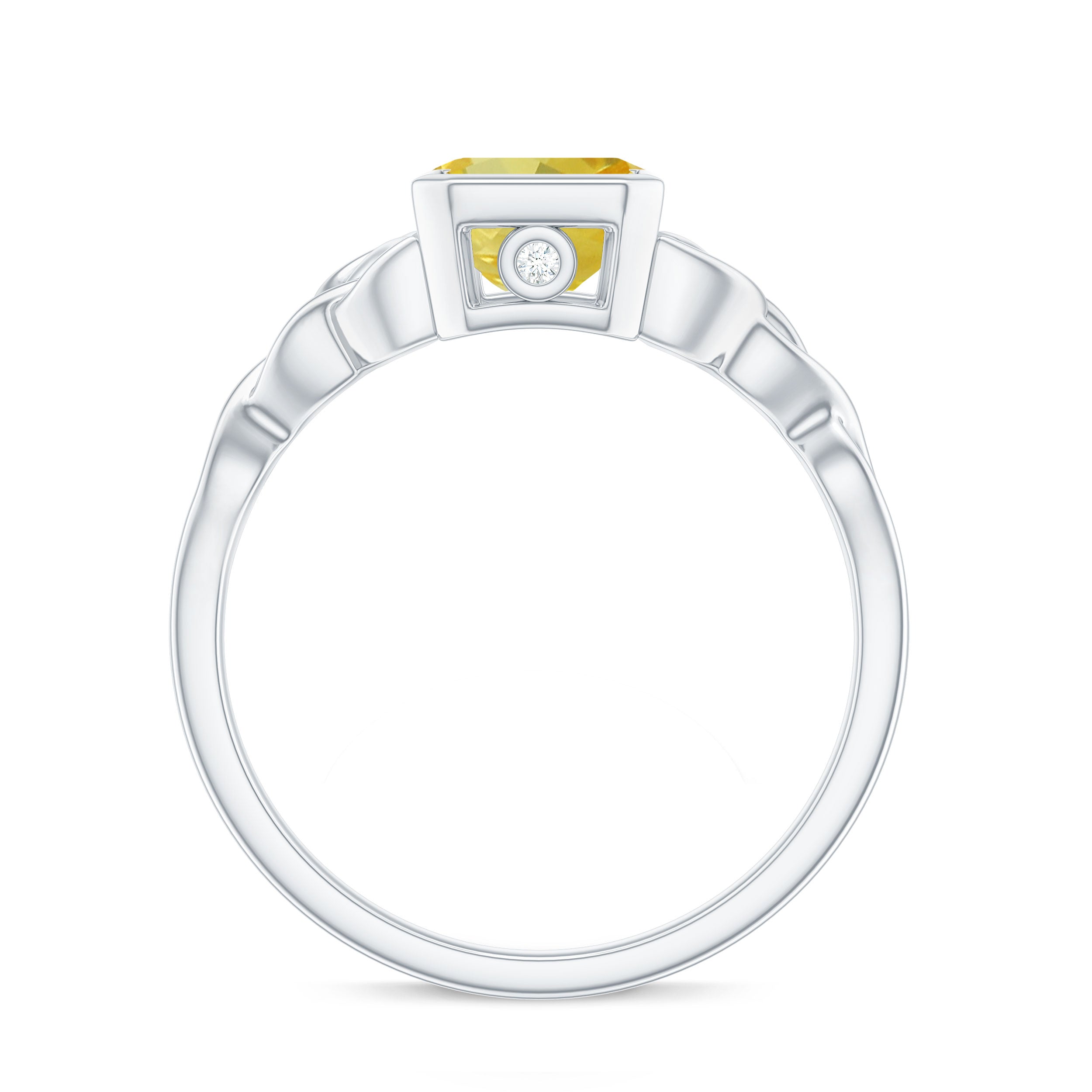 Lab Created Yellow Sapphire Engagement Ring with Diamond Lab Created Yellow Sapphire - ( AAAA ) - Quality - Rosec Jewels