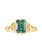 Created Green Sapphire Solitaire Celtic Engagement Ring Lab Created Green Sapphire - ( AAAA ) - Quality - Rosec Jewels