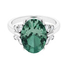 Oval Created Green Sapphire Statement Ring with Diamond Lab Created Green Sapphire - ( AAAA ) - Quality - Rosec Jewels