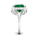 Cushion Cut Created Emerald Halo Cocktail Ring with Diamond Lab Created Emerald - ( AAAA ) - Quality - Rosec Jewels