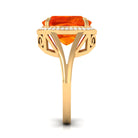 Cushion Cut Created Orange Sapphire and Diamond Statement Halo Ring Lab Created Orange Sapphire - ( AAAA ) - Quality - Rosec Jewels