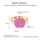 Created Pink Sapphire Solitaire Engagement Ring with Diamond Trio Lab Created Pink Sapphire - ( AAAA ) - Quality - Rosec Jewels