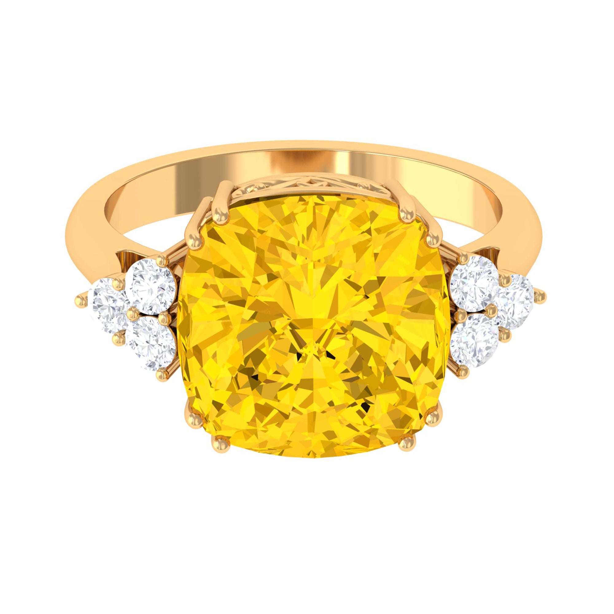 Lab Created Yellow Sapphire Solitaire Engagement Ring Lab Created Yellow Sapphire - ( AAAA ) - Quality - Rosec Jewels