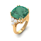 Created Green Sapphire Solitaire Engagement Ring with Moissanite Trio Lab Created Green Sapphire - ( AAAA ) - Quality - Rosec Jewels