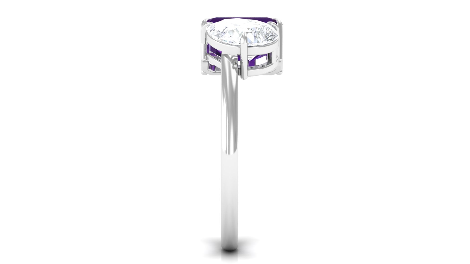 Real Amethyst and Moissanite Toi Et Moi Ring Amethyst - ( AAA ) - Quality - Rosec Jewels