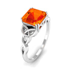 8 MM Asscher Cut Lab Grown Orange Sapphire Solitaire Celtic Engagement Ring Lab Created Orange Sapphire - ( AAAA ) - Quality - Rosec Jewels