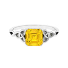 Certified Lab Grown Yellow Sapphire Celtic Solitaire Engagement Ring Lab Created Yellow Sapphire - ( AAAA ) - Quality - Rosec Jewels