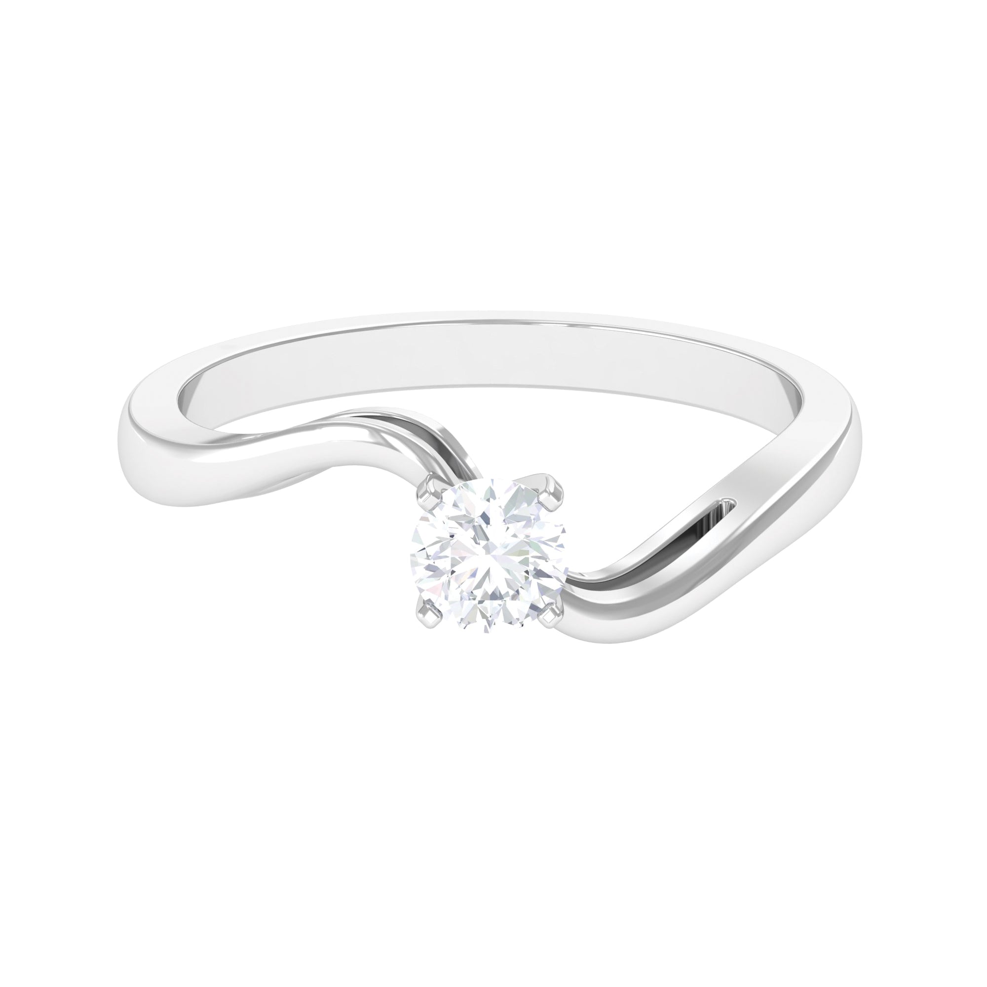 Cute Moissanite Solitaire Bypass Ring Moissanite - ( D-VS1 ) - Color and Clarity - Rosec Jewels