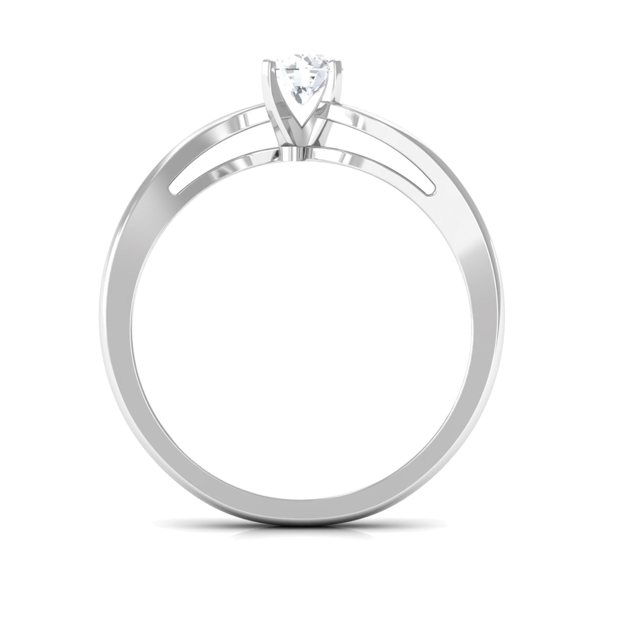 Cute Moissanite Solitaire Bypass Ring Moissanite - ( D-VS1 ) - Color and Clarity - Rosec Jewels