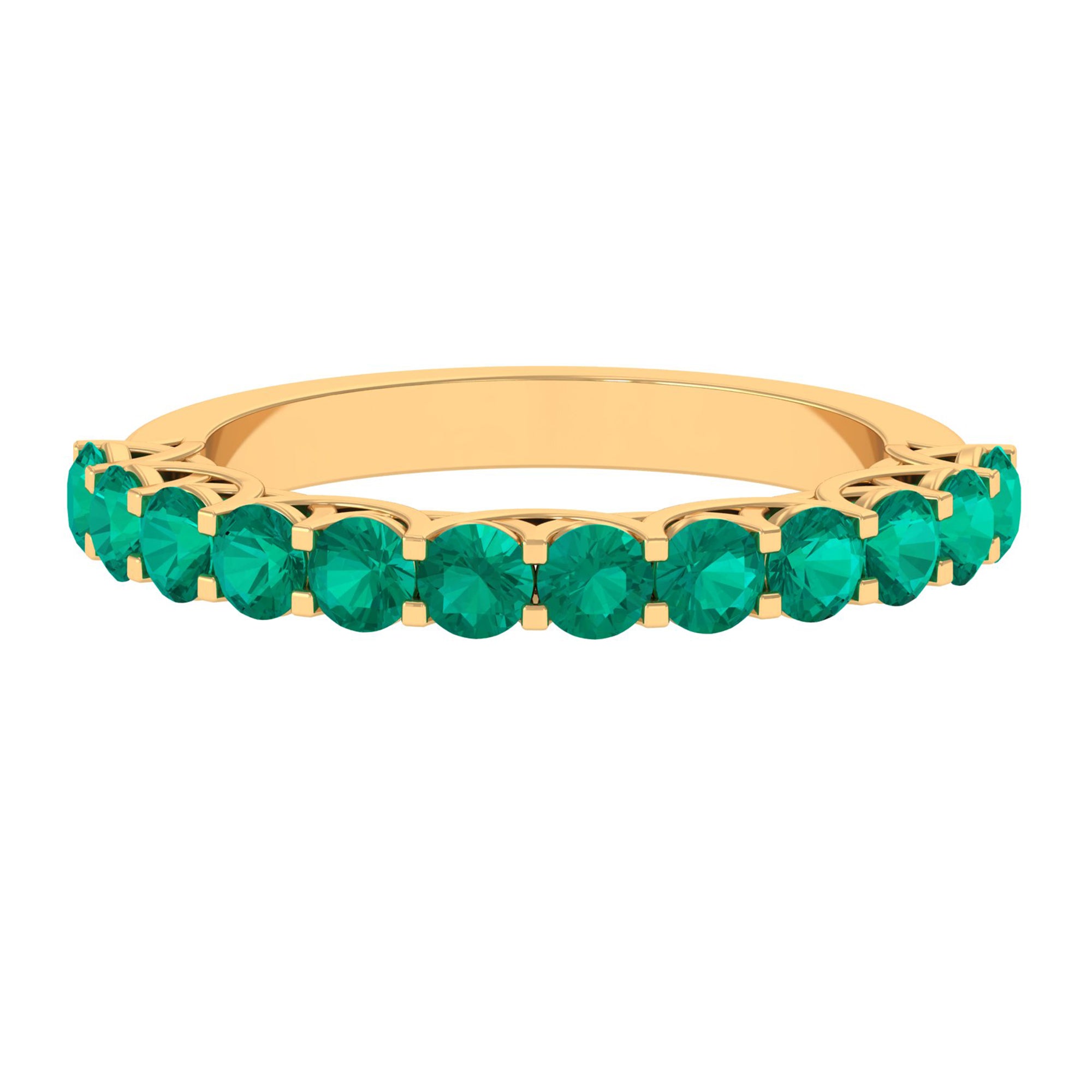 1.5 CT Lab Created Emerald Minimal Half Eternity Ring in Trellis Setting Lab Created Emerald - ( AAAA ) - Quality - Rosec Jewels