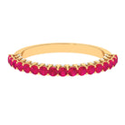 Natural Ruby Simple Stackable Ring with Diamond Accent Ruby - ( AAA ) - Quality - Rosec Jewels