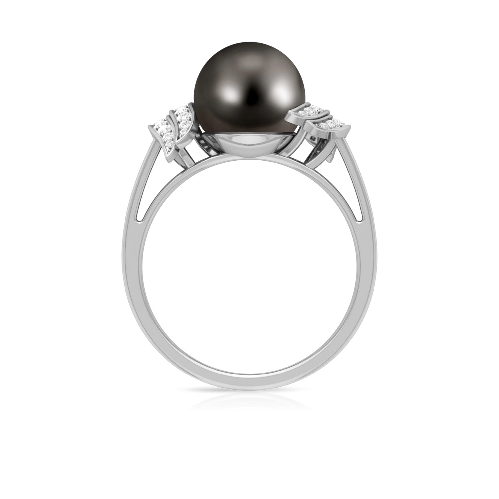 Natural Tahitian Pearl and Diamond Solitaire Engagement Ring Tahitian pearl - ( AAA ) - Quality - Rosec Jewels