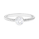 1/2 CT Bezel Set Zircon Solitaire Minimal Ring with Twisted Rope Details Zircon - ( AAAA ) - Quality - Rosec Jewels