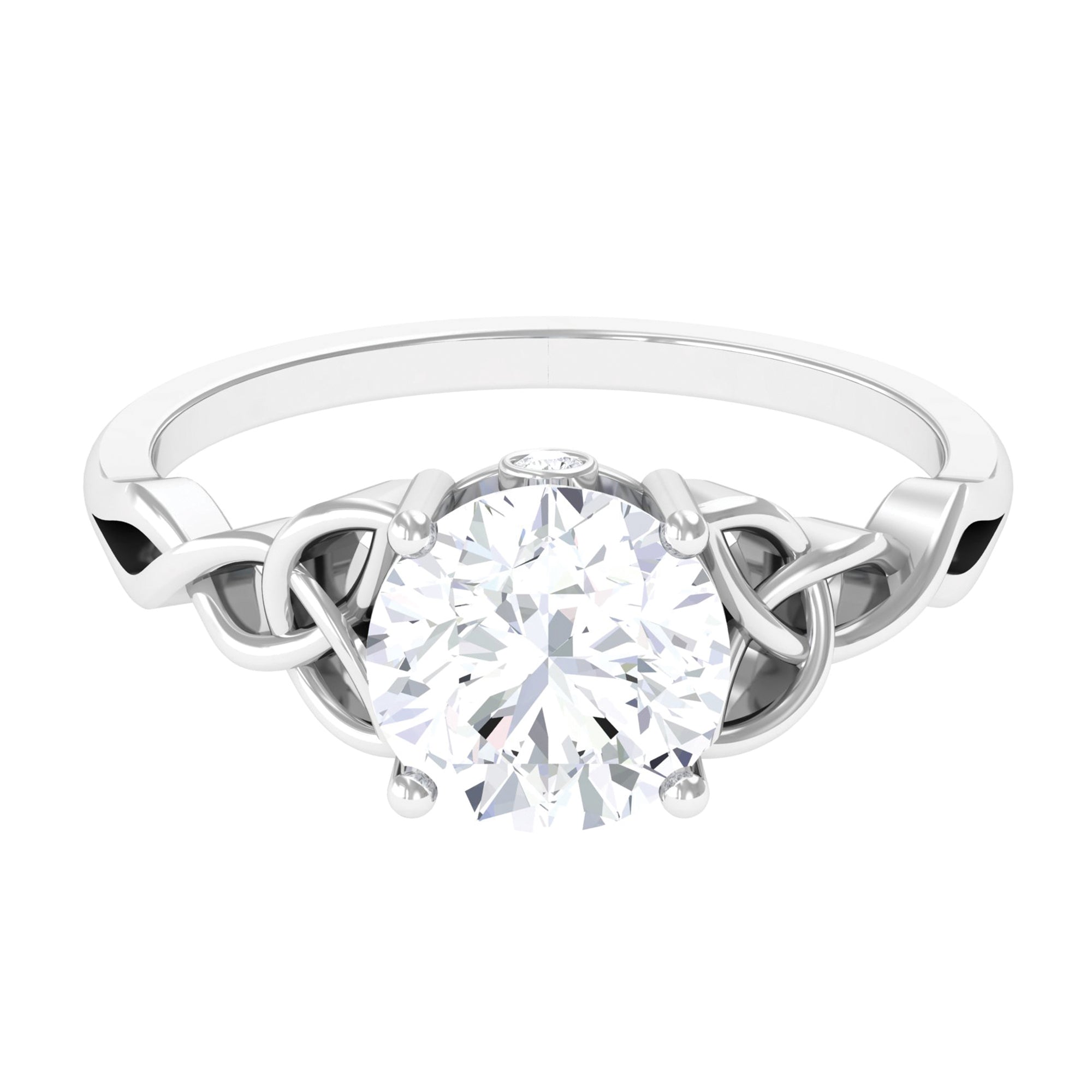 Simple Solitaire Moissanite Celtic Knot Engagement Ring Moissanite - ( D-VS1 ) - Color and Clarity - Rosec Jewels