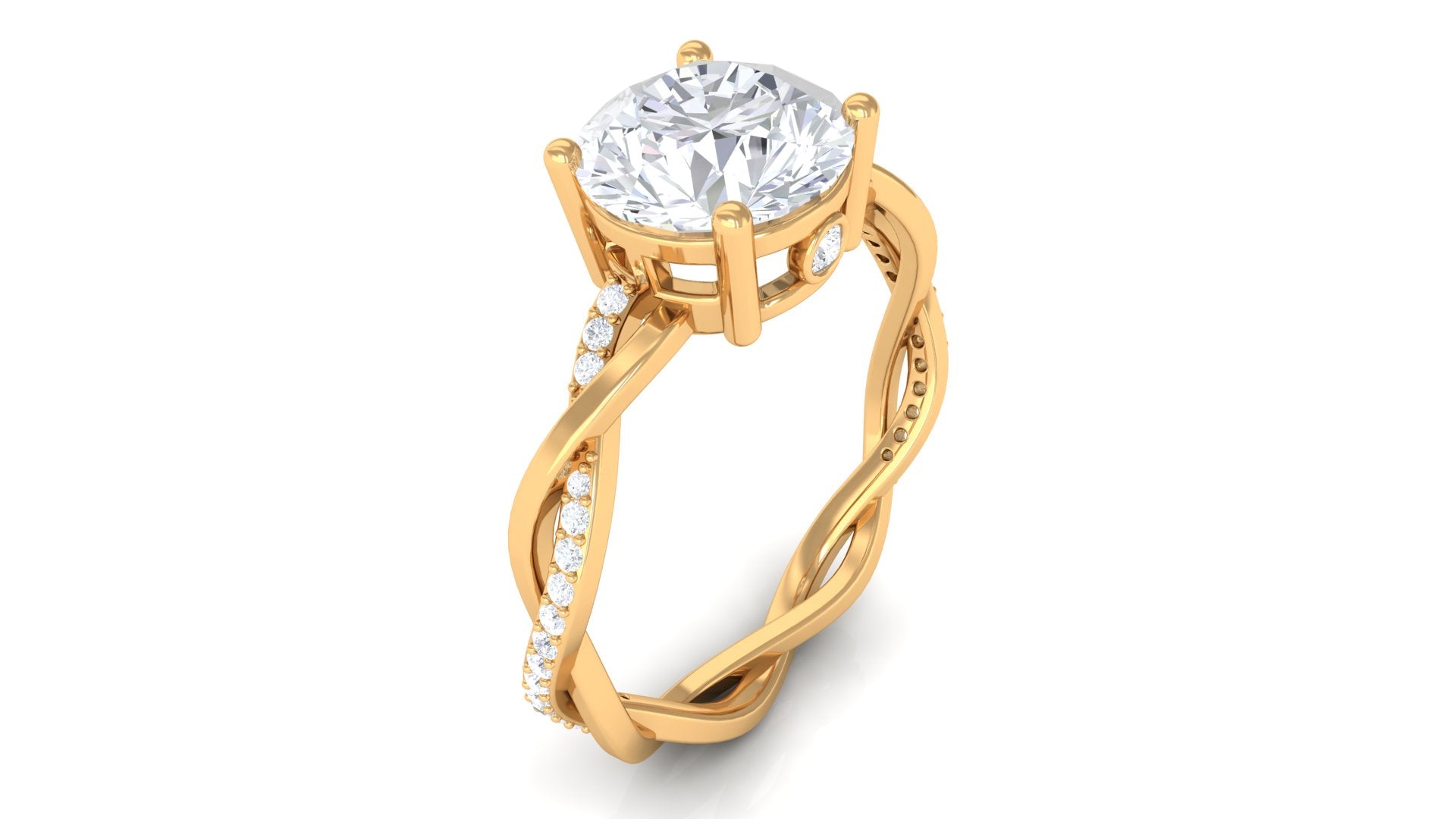 Rosec Jewels-2.25 CT Round Cut Solitaire Moissanite Braided Ring in Prong Setting and Hidden Style