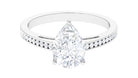 Rosec Jewels-Pear Cut Solitaire and Hidden Moissanite Ring with Channel Set Side Stones