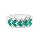 Princess Cut Emerald Anniversary Band Ring with Diamond Emerald - ( AAA ) - Quality - Rosec Jewels