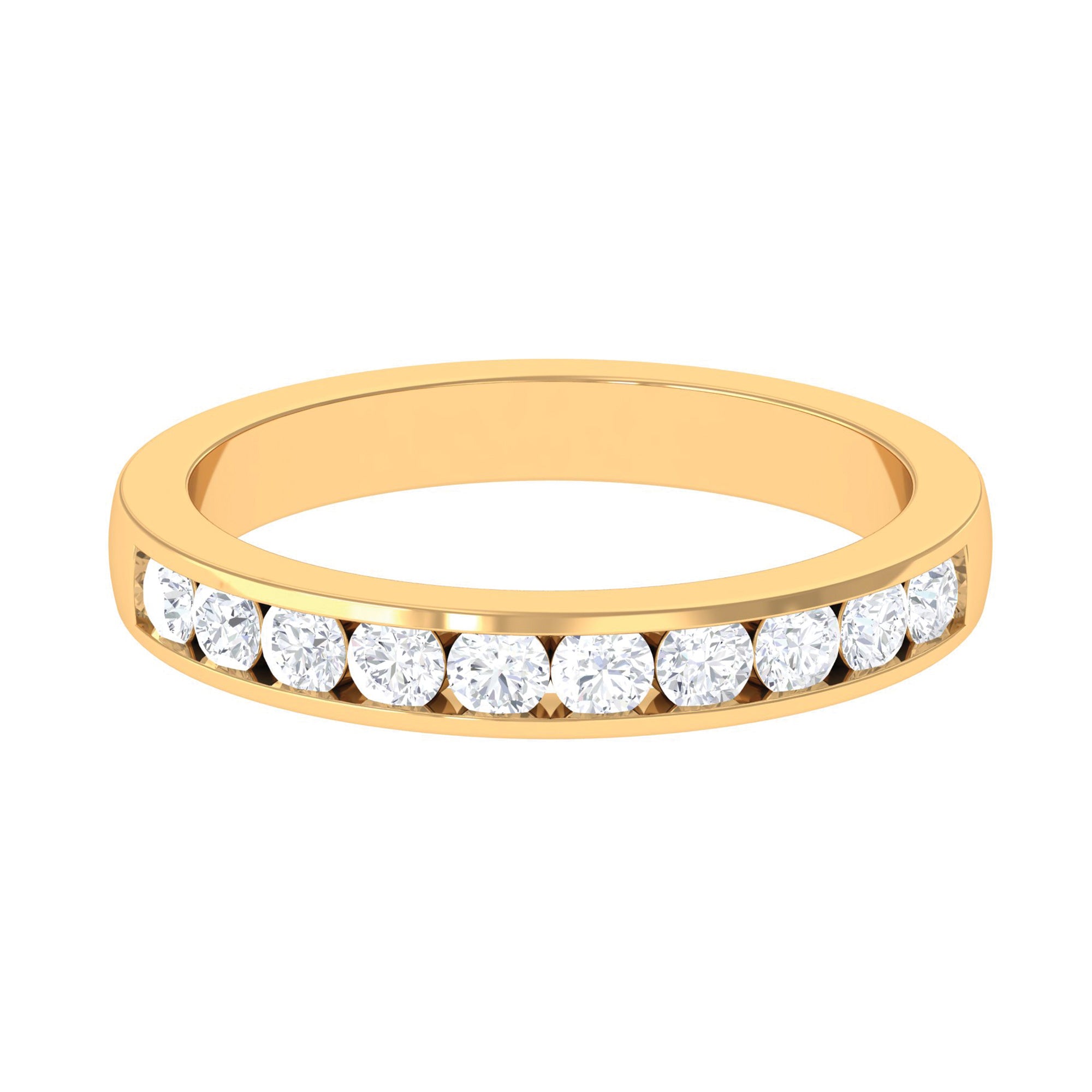 Channel Set Moissanite Half Eternity Band Ring Moissanite - ( D-VS1 ) - Color and Clarity - Rosec Jewels