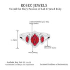 Split Shank Lab Grown Ruby and Diamond Cluster Engagement Ring Lab Created Ruby - ( AAAA ) - Quality - Rosec Jewels