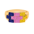 Emerald Cut Multi Created Sapphire Cluster Cocktail Ring Lab Created Blue Sapphire - ( AAAA ) - Quality - Rosec Jewels