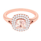 Genuine Morganite Engagement Ring with Diamond Morganite - ( AAA ) - Quality - Rosec Jewels