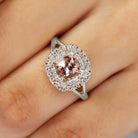 Genuine Morganite Engagement Ring with Diamond Morganite - ( AAA ) - Quality - Rosec Jewels