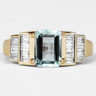 Octagon Cut Aquamarine Statement Engagement Ring with Diamond Accent Aquamarine - ( AAA ) - Quality - Rosec Jewels