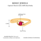 3.50 MM Round Cut Ruby Solitaire Ring in Bypass Setting Ruby - ( AAA ) - Quality - Rosec Jewels