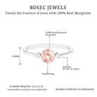 Round Morganite Solitaire Promise Ring with Diamond Morganite - ( AAA ) - Quality - Rosec Jewels