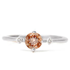 Round Morganite Solitaire Promise Ring with Diamond Morganite - ( AAA ) - Quality - Rosec Jewels