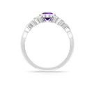 Bezel Set Round Shape Amethyst Solitaire Ring with Celtic Knot Amethyst - ( AAA ) - Quality - Rosec Jewels