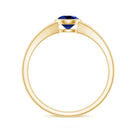 5 MM Created Blue Sapphire Solitaire Ring with Split Shank Lab Created Blue Sapphire - ( AAAA ) - Quality - Rosec Jewels