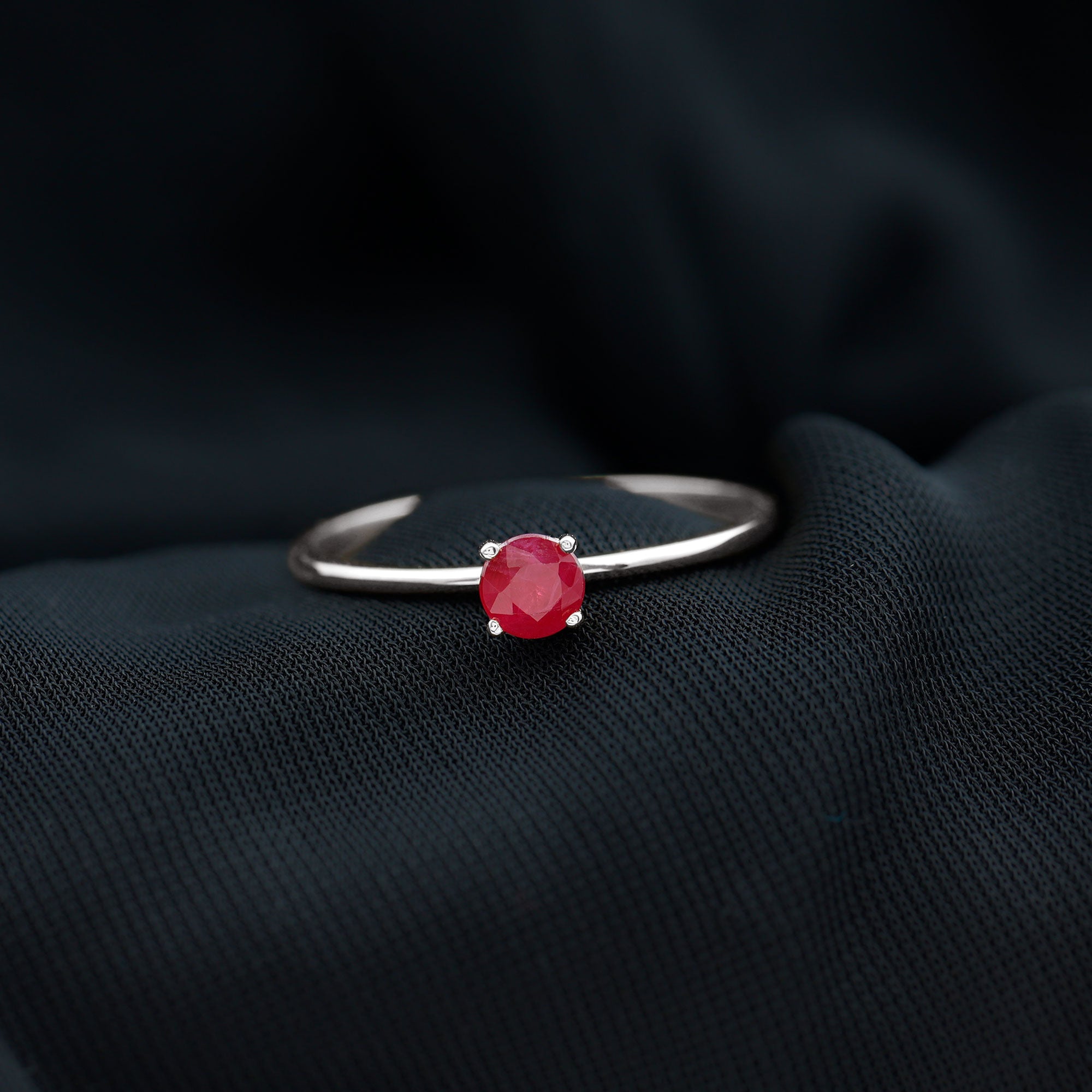 July Birthstone 5 MM Ruby Solitaire Ring in Peg Head Setting Ruby - ( AAA ) - Quality - Rosec Jewels