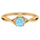 1/2 CT Round Cut Aquamarine Solitaire Ring in Square Prong Setting with Crossover Shank Aquamarine - ( AAA ) - Quality - Rosec Jewels