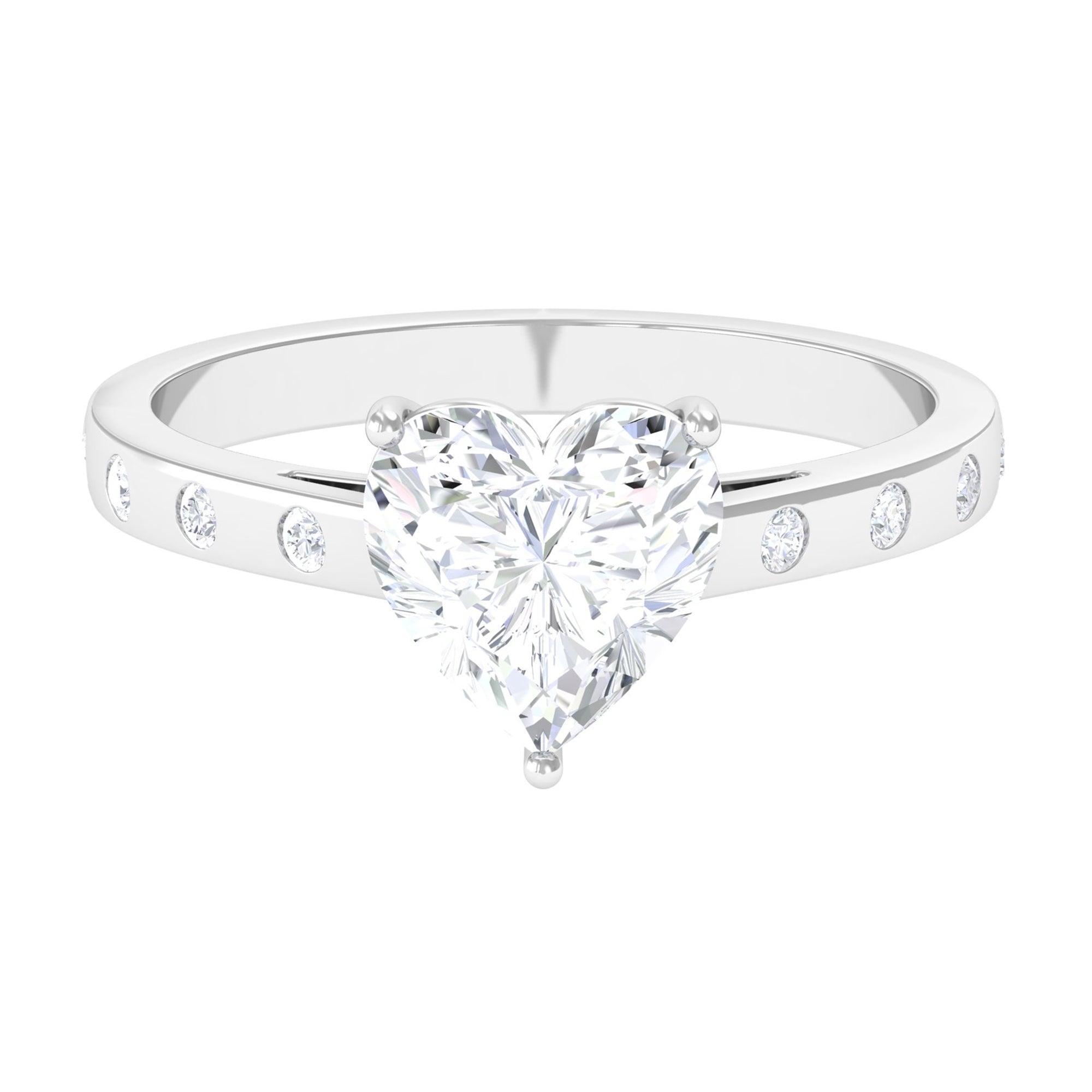 2.25 CT Heart Shape Moissanite Engagement Ring in Gold Moissanite - ( D-VS1 ) - Color and Clarity - Rosec Jewels