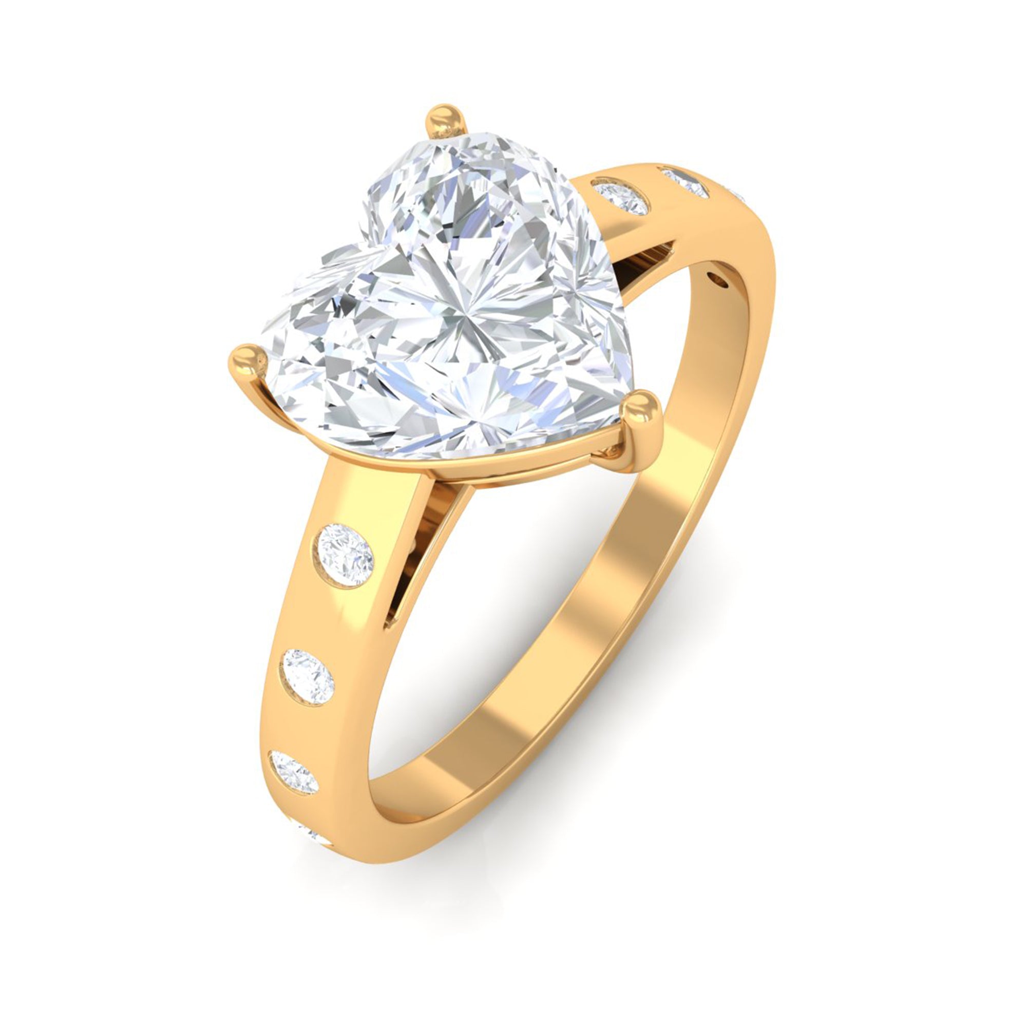 2.25 CT Heart Shape Moissanite Engagement Ring in Gold Moissanite - ( D-VS1 ) - Color and Clarity - Rosec Jewels