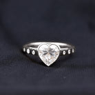 Bezel Set Moissanite Heart Solitaire Engagement Ring in Gold Moissanite - ( D-VS1 ) - Color and Clarity - Rosec Jewels