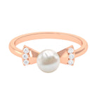 2.50 CT Freshwater Pearl Solitaire Bow Ring with Diamond Freshwater Pearl - ( AAA ) - Quality - Rosec Jewels