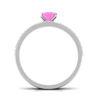 Pink Sapphire Oval Engagement Ring Set with Moissanite Pink Sapphire - ( AAA ) - Quality - Rosec Jewels