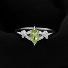 1 CT Peridot Engagement Ring with Diamond Stones Peridot - ( AAA ) - Quality - Rosec Jewels