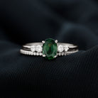 1.50 CT Created Green Sapphire and Diamond Ring Set Lab Created Green Sapphire - ( AAAA ) - Quality - Rosec Jewels