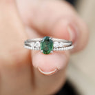 1.50 CT Created Green Sapphire and Diamond Ring Set Lab Created Green Sapphire - ( AAAA ) - Quality - Rosec Jewels