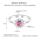 1 CT Pink Tourmaline and Diamond Halo Split Shank Ring Pink Tourmaline - ( AAA ) - Quality - Rosec Jewels