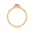 1 CT Pink Tourmaline and Diamond Halo Split Shank Ring Pink Tourmaline - ( AAA ) - Quality - Rosec Jewels