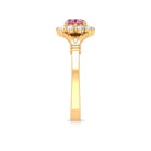 1 CT Pink Tourmaline and Diamond Halo Split Shank Ring Pink Tourmaline - ( AAA ) - Quality - Rosec Jewels